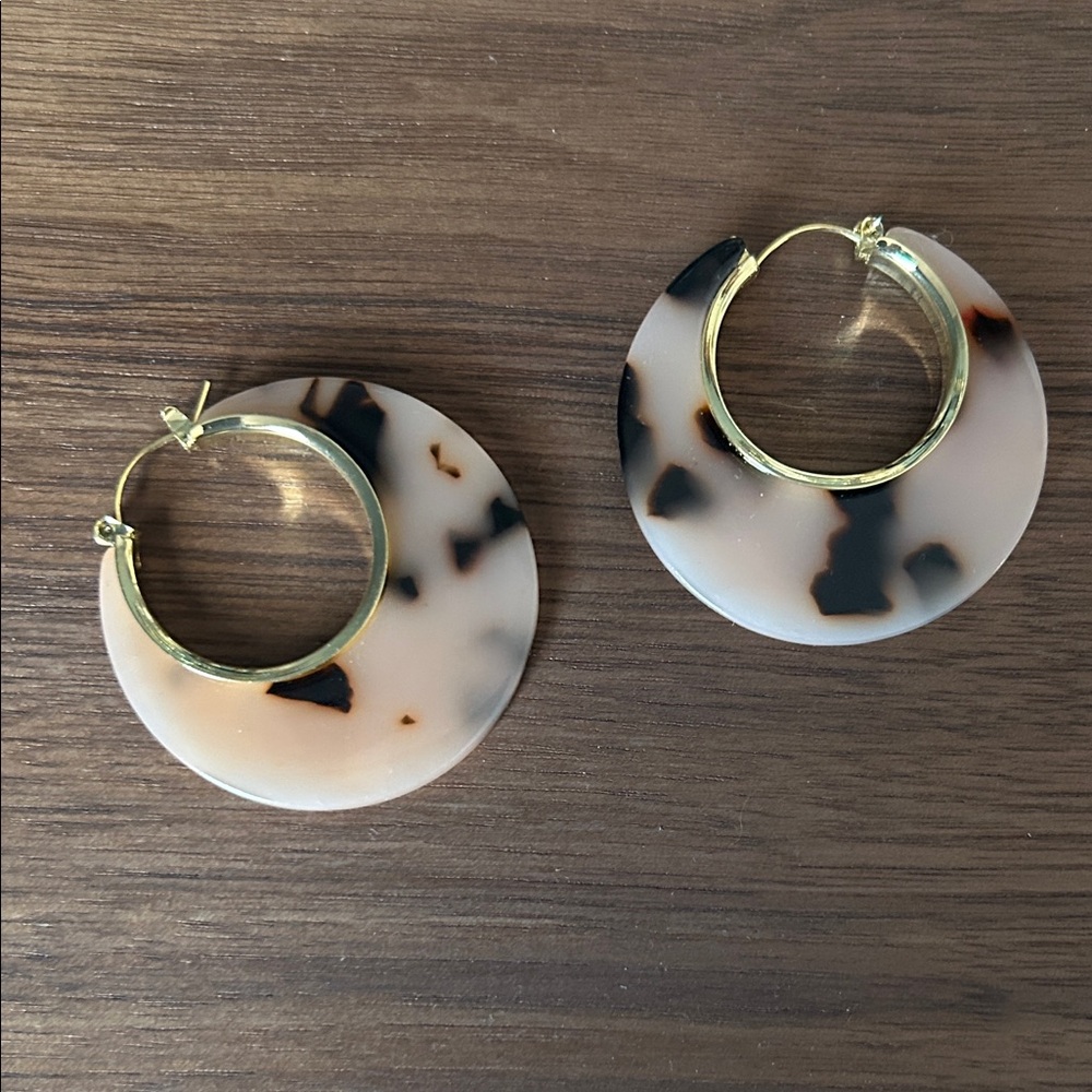 Tortoise Shell Hoop Earrings - Picture 2 of 6